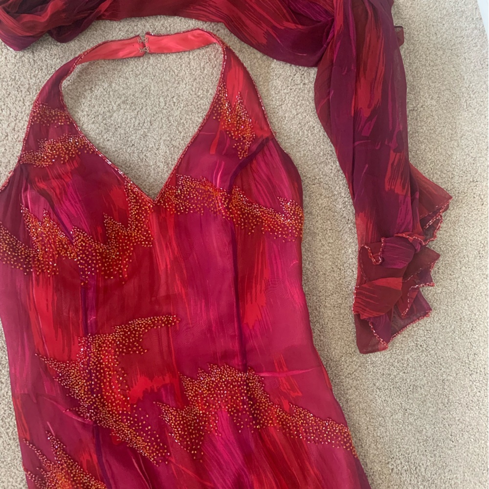 Gorgeous Chaché size 10 red, orange beaded gown